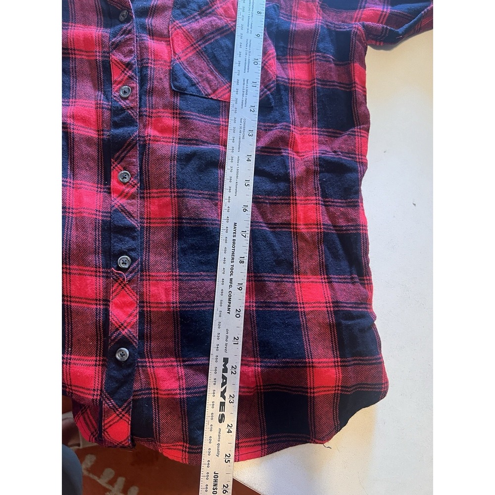 WOOLRICH Women's Size L Large Shirt Top Button Down Flannel Red Plaid - Picture 7 of 8